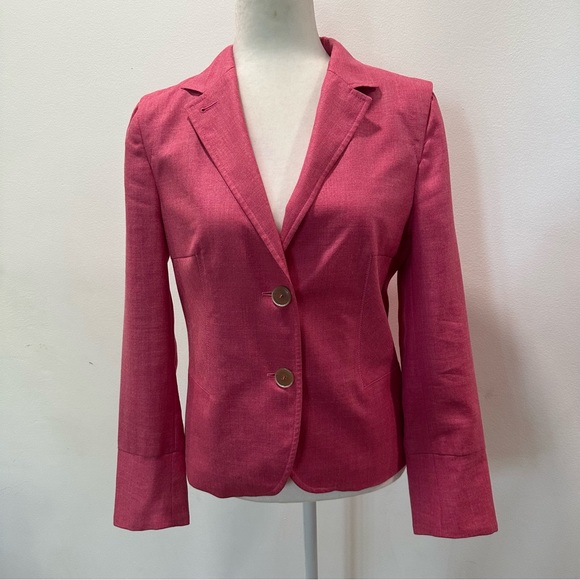Zanella Platinum Womens Italian Silk Wool Blend 2 Button Pink Blazer size 8